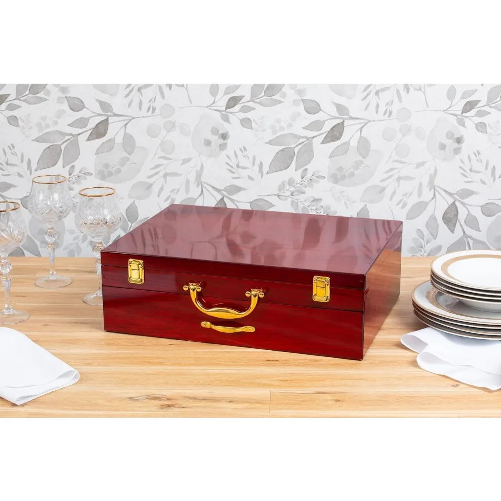 75-Pc Luxury Flatware, w/Storage Case 24K