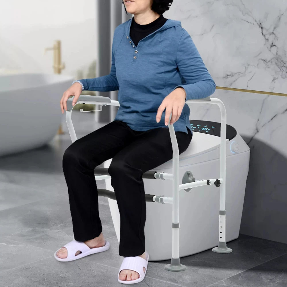 Toilet Frame Grab Bars Safety Rail Seat Handicap.